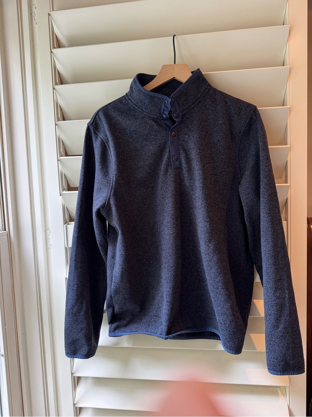 J. Crew Men's Navy Heather Zip-Up Mock Neck Sweater